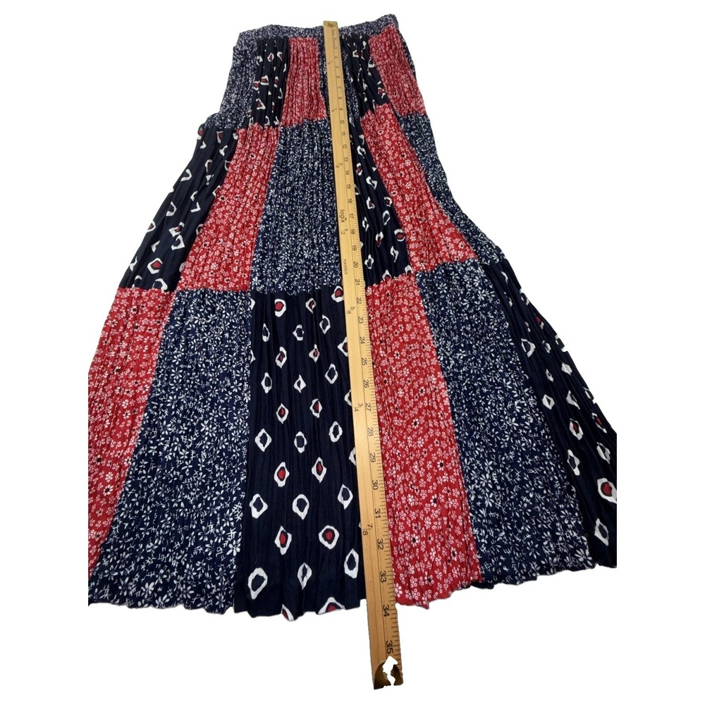 Vintage 1990s Stonebridge blue & red cropped patchwork denim vest Skirt Set PS - Picture 10 of 10